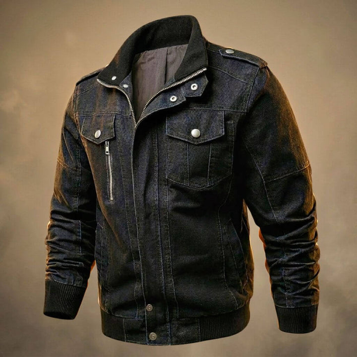 Men's Organic Peruvian Cotton Denim Jacket – Zip Front Ribbed Pockets