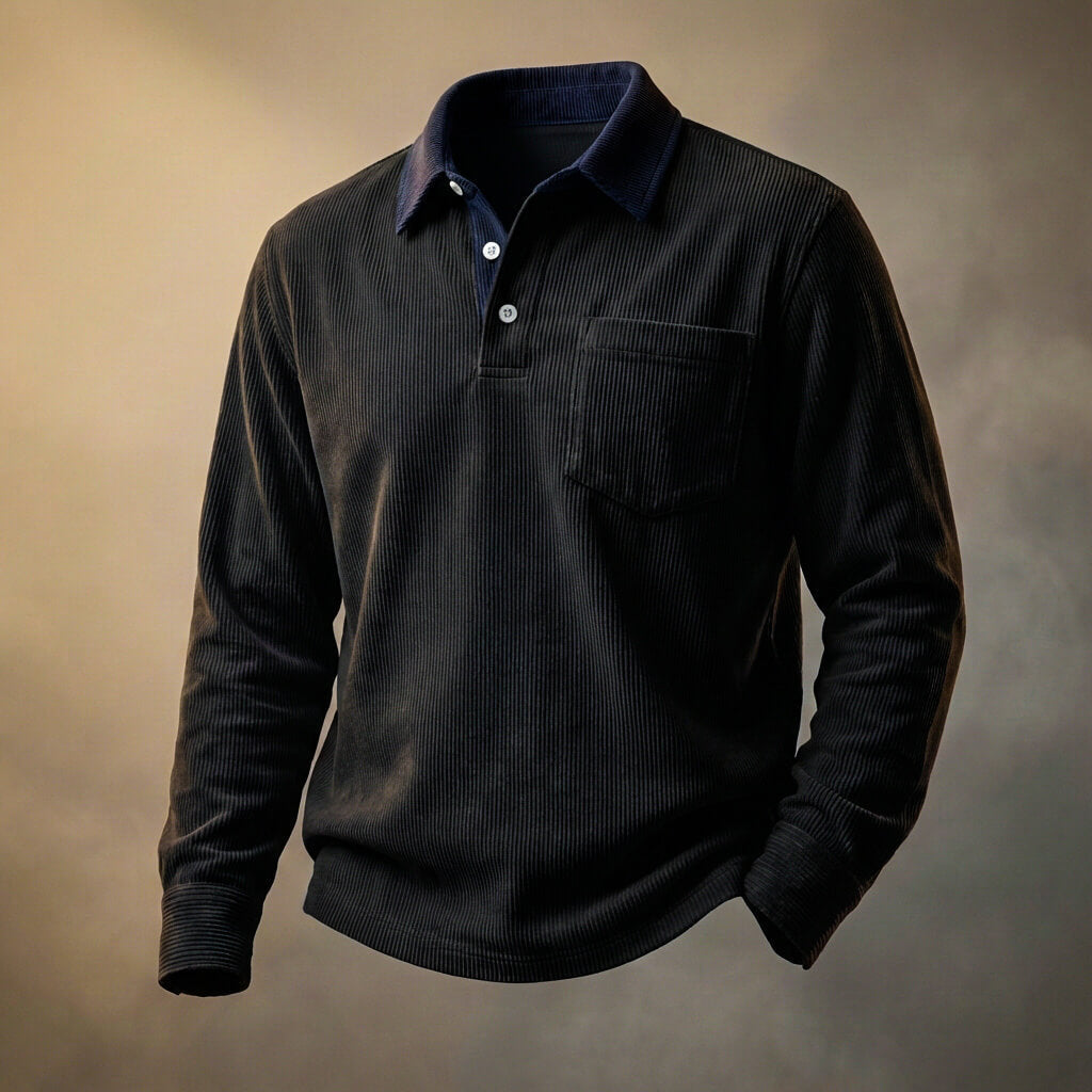 Men's Corduroy Polo Shirt – Peruvian Fine-Wale Three-Button