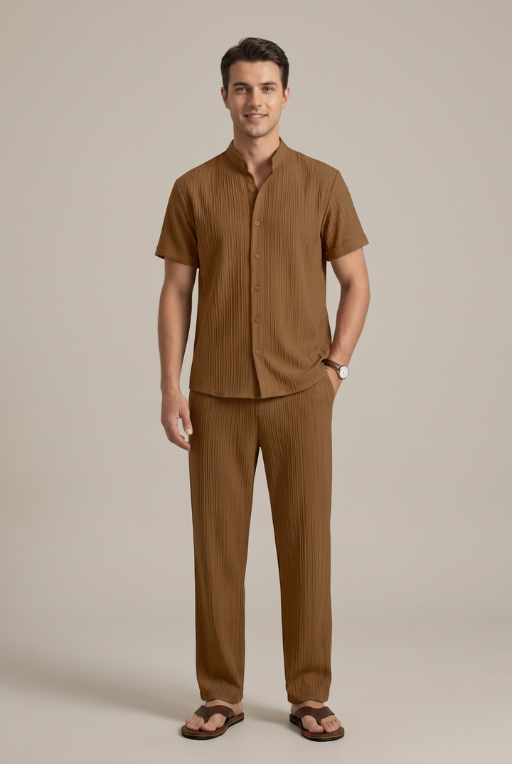 Men's Linen Two-Piece Set – Shirt & Drawstring Trousers