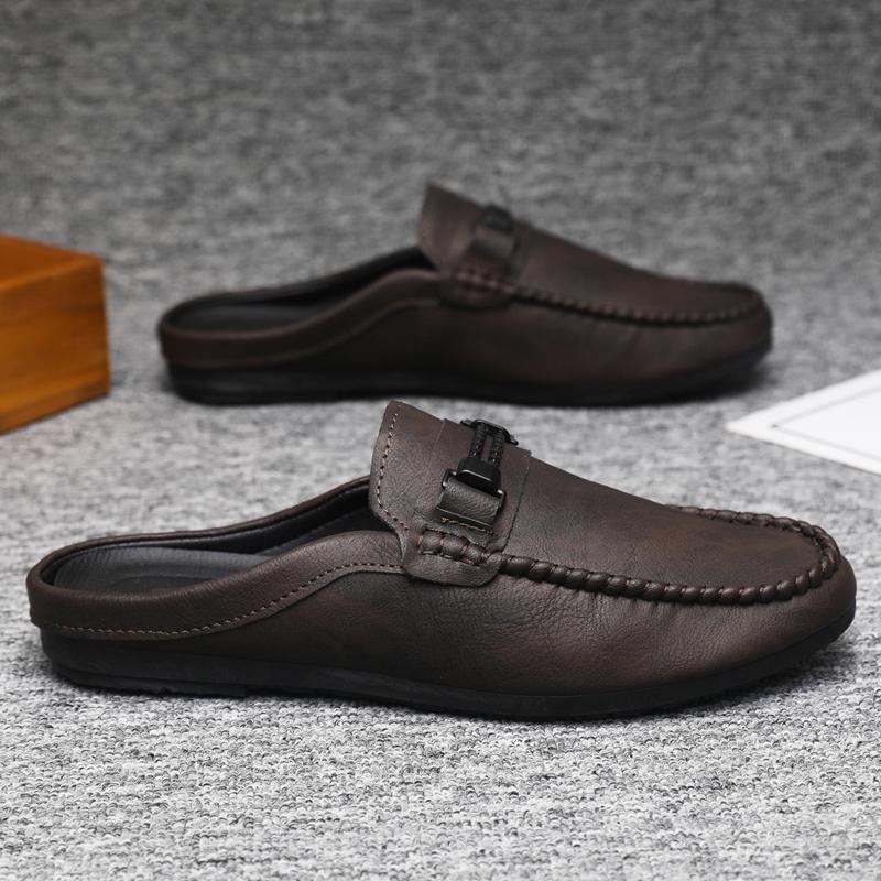 Men's Slip-On Mule Loafers Gommino Open-Back Backless Flat Shoe