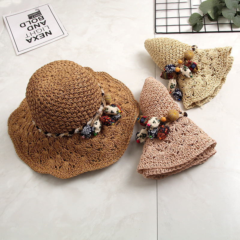 Crochet Straw Sun Hat – Scalloped Hollow Brim for Women