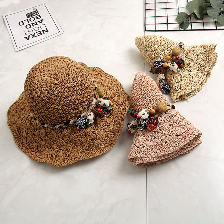 Crochet Straw Sun Hat – Scalloped Hollow Brim for Women