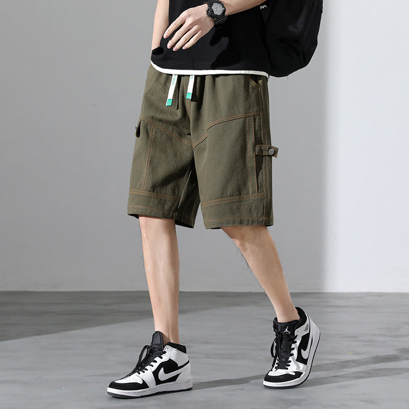 Men's Cargo Shorts – Contrast Stitching & Utility Pockets