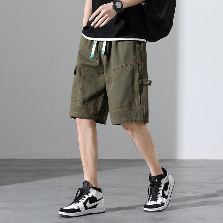 Men's Cargo Shorts – Contrast Stitching & Utility Pockets