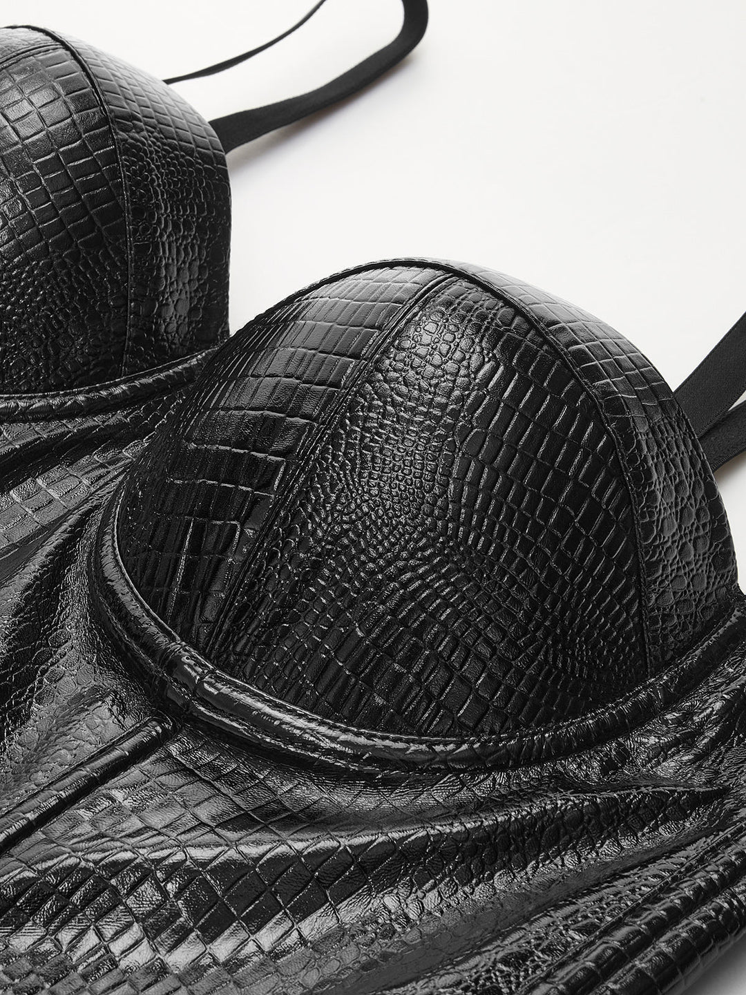 Women's Vegan Leather Bustier – Crocodile Embossed Sweetheart