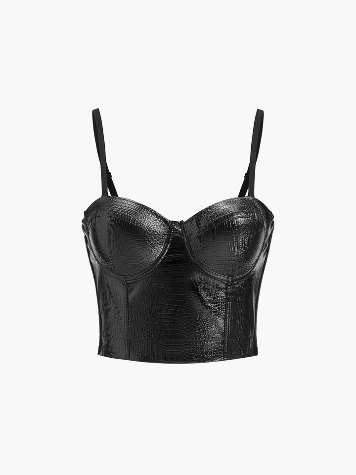 Women's Vegan Leather Bustier – Crocodile Embossed Sweetheart
