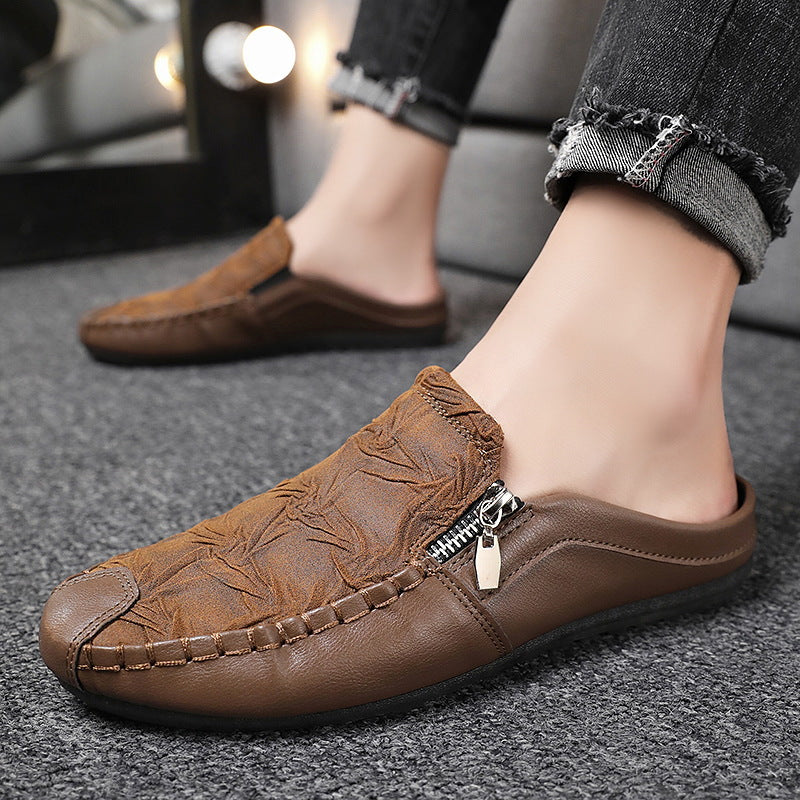 Men's Open-Back Loafer Mule Vegan Leather Slip-On with Backless Design