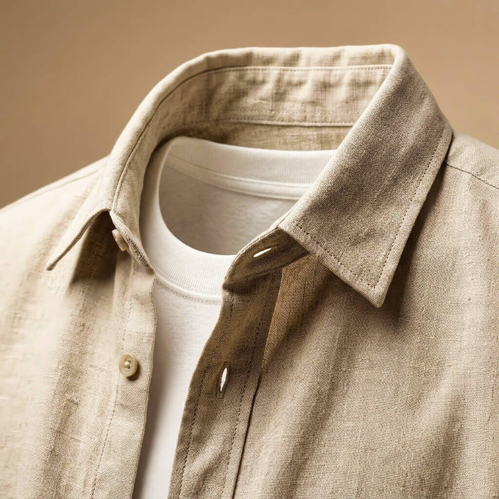 Men's Cotton Linen Look Shirt – Peruvian Blend Lightweight Breathable
