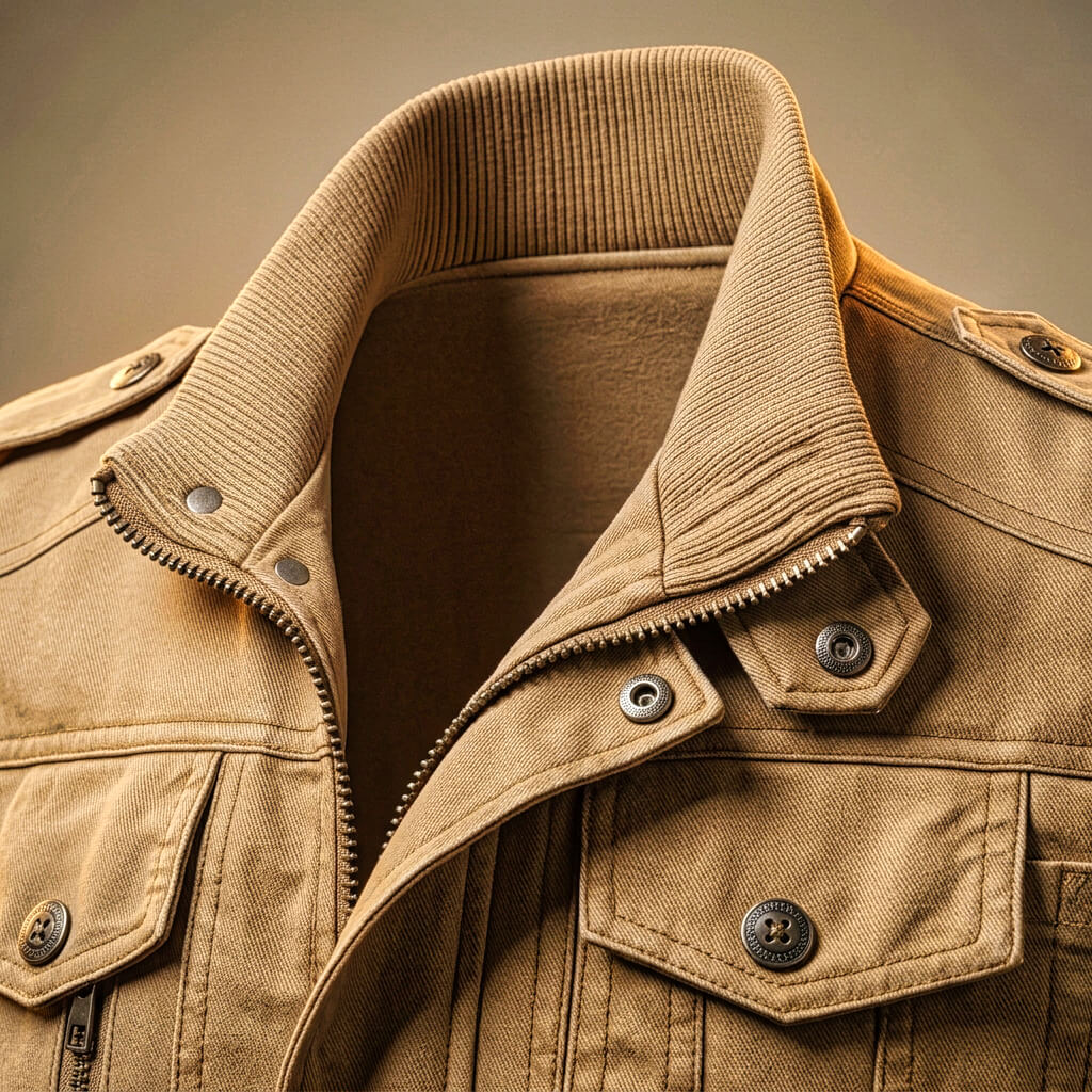Men's Organic Peruvian Cotton Denim Jacket – Zip Front Ribbed Pockets