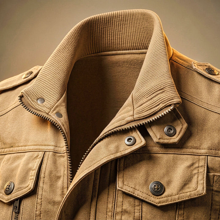 Men's Organic Peruvian Cotton Denim Jacket – Zip Front Ribbed Pockets