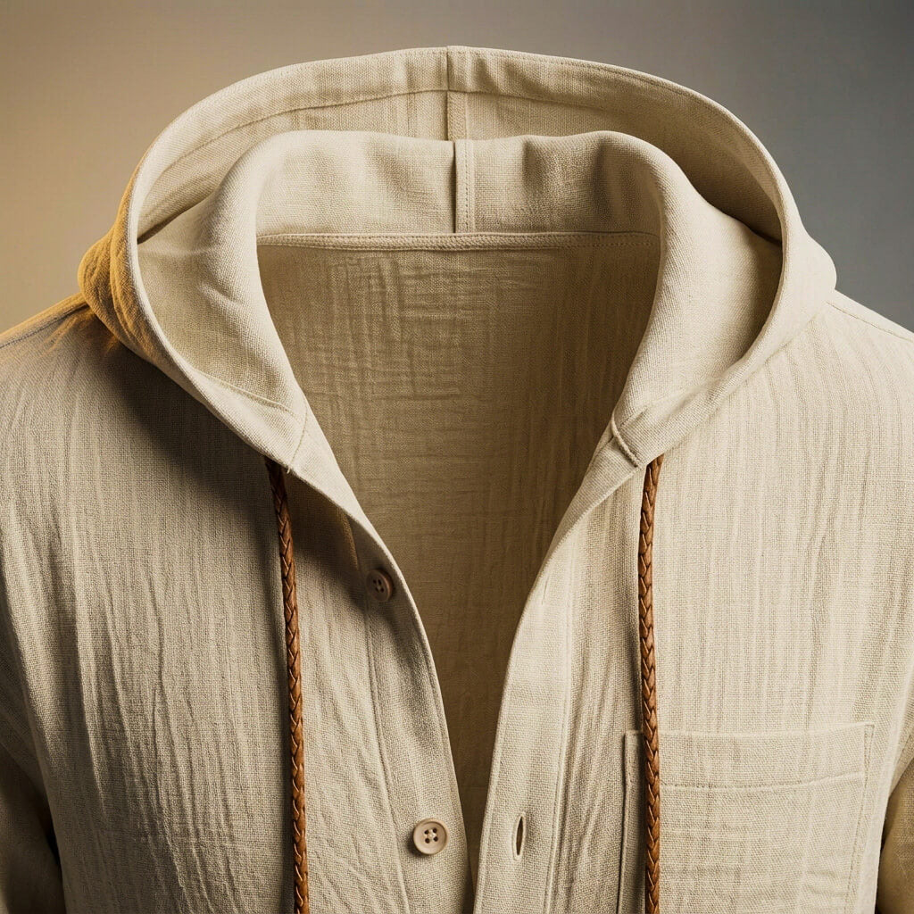 Men's Peruvian Cotton Linen Blend Hooded Jacket – Casual Zip