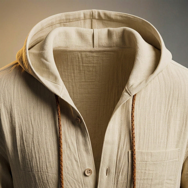 Men's Peruvian Cotton Linen Blend Hooded Jacket – Casual Zip