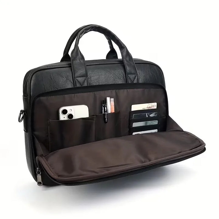 Men's Leather Laptop Bag – Cowhide, Adjustable Shoulder Strap