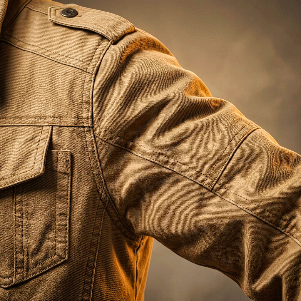Men's Organic Peruvian Cotton Denim Jacket – Zip Front Ribbed Pockets