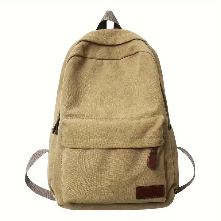 Men's Canvas Backpack with Front Pocket – Vegan Leather Patch