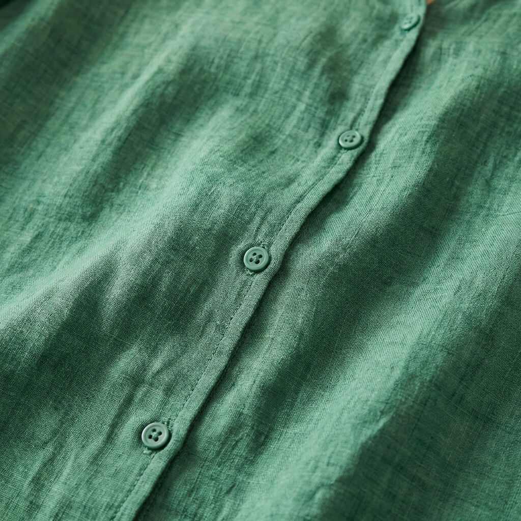 Women's Cotton-Linen Blend Blouse – Oversized Scalloped Collar