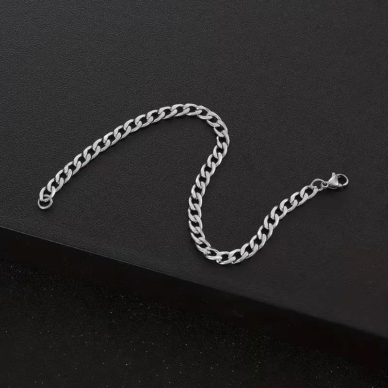 Mens Titanium Bracelet – Minimalist Steel Link Chain Design