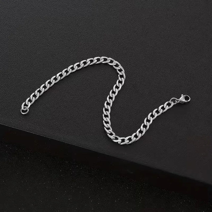 Mens Titanium Bracelet – Minimalist Steel Link Chain Design