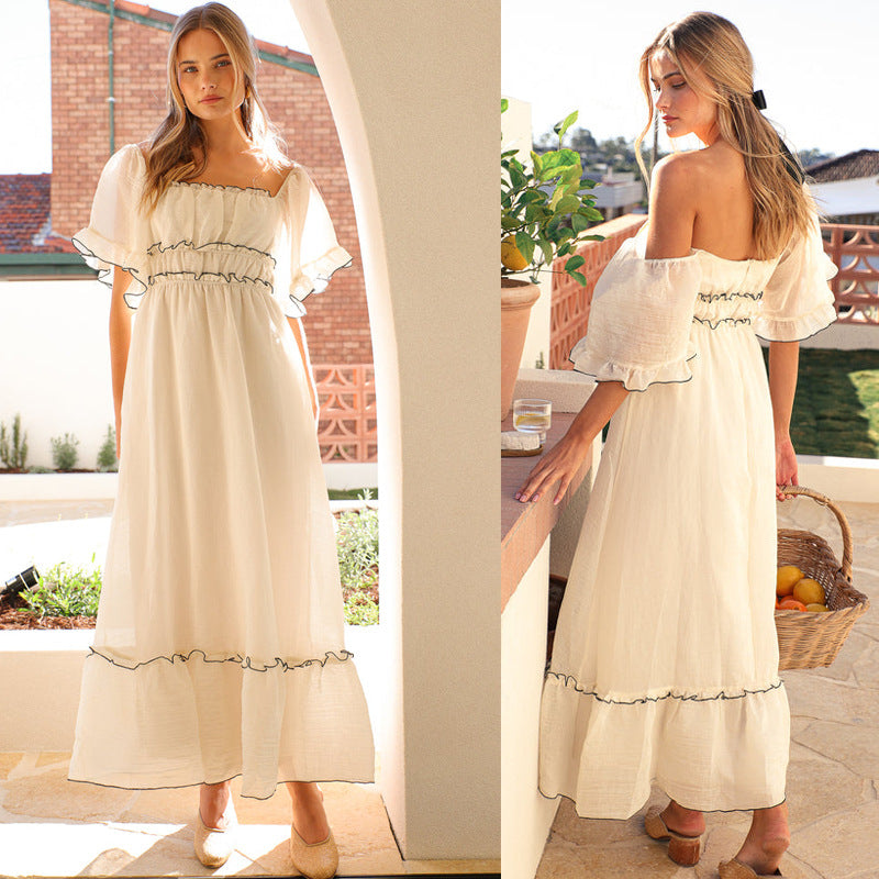 Ruffle Midi Dress for Women – Relaxed Fit & Flowy Drape