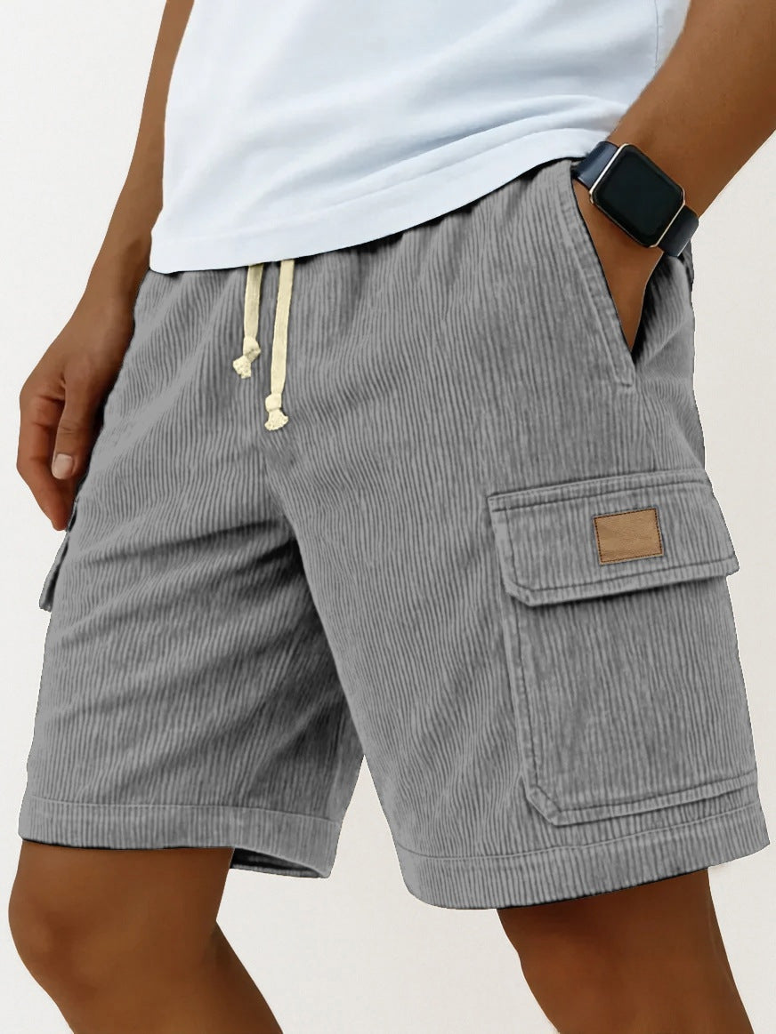 Men's Corduroy Cargo Shorts – Elasticated Drawstring Waist