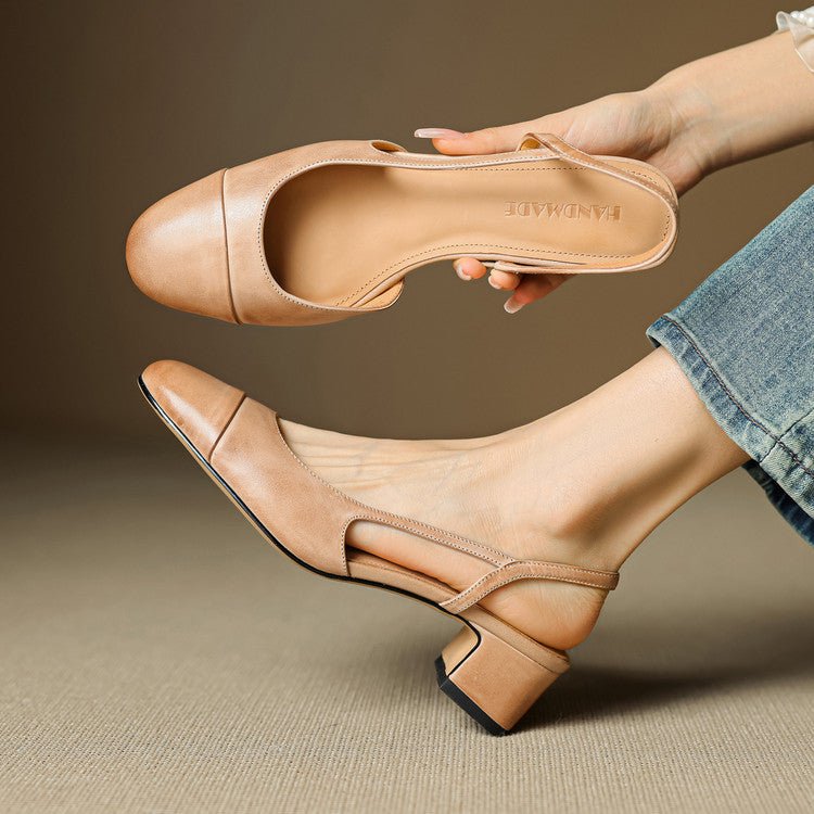 Slingback Pumps Women – Almond Toe Low Heel