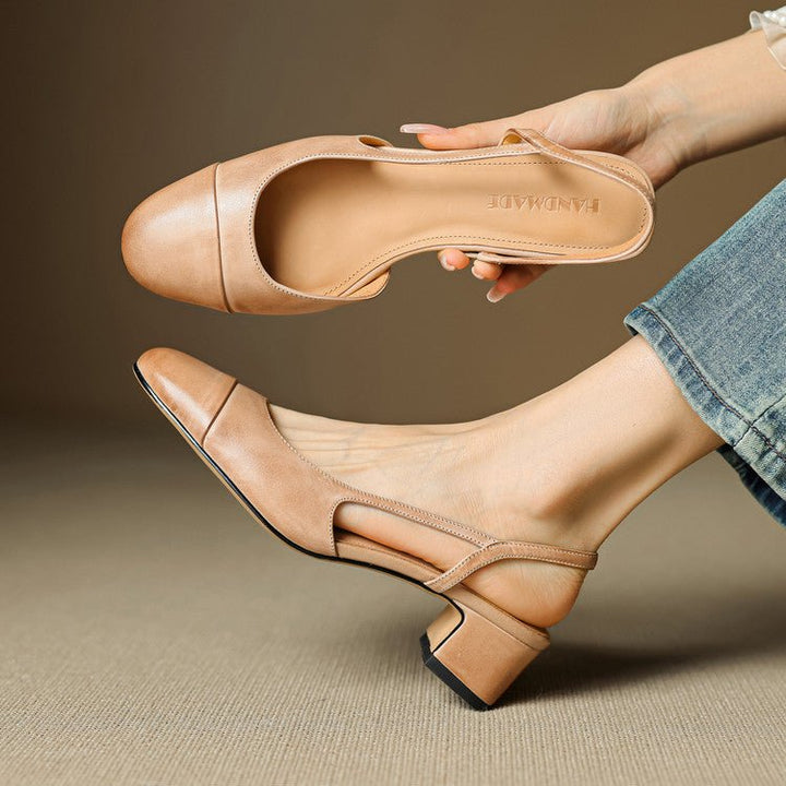Slingback Pumps Women – Almond Toe Low Heel