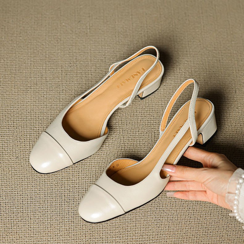 Slingback Pumps Women – Almond Toe Low Heel