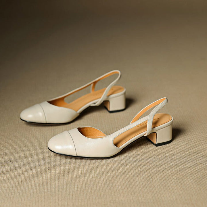 Slingback Pumps Women – Almond Toe Low Heel
