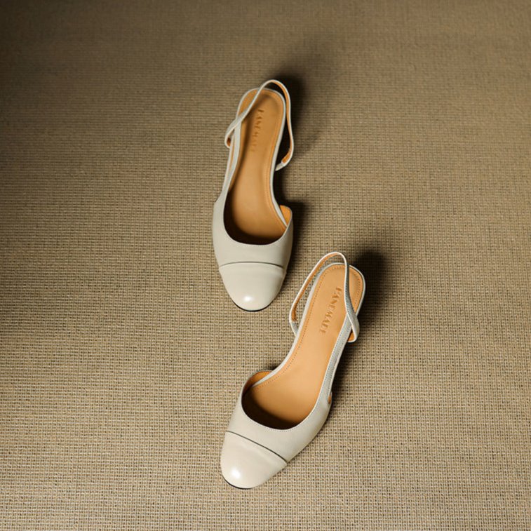 Slingback Pumps Women – Almond Toe Low Heel