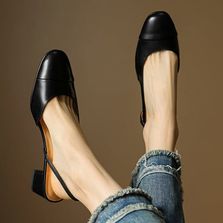 Slingback Pumps Women – Almond Toe Low Heel