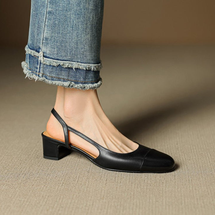 Slingback Pumps Women – Almond Toe Low Heel