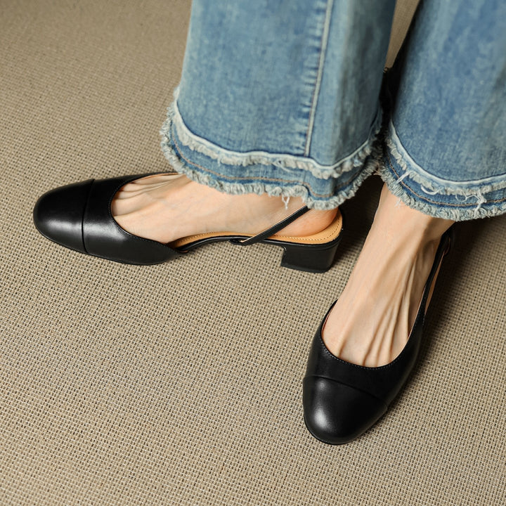 Slingback Pumps Women – Almond Toe Low Heel