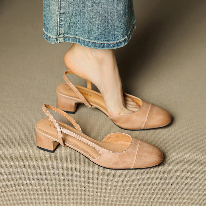 Slingback Pumps Women – Almond Toe Low Heel