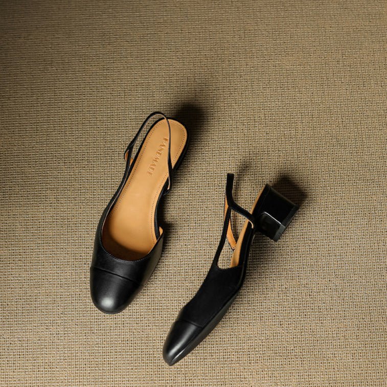 Slingback Pumps Women – Almond Toe Low Heel