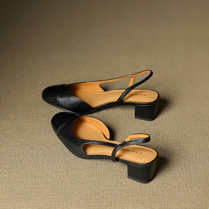 Slingback Pumps Women – Almond Toe Low Heel