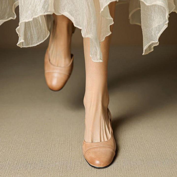 Slingback Pumps Women – Almond Toe Low Heel