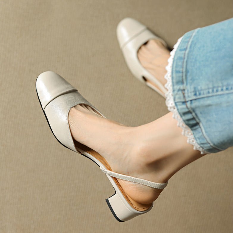 Slingback Pumps Women – Almond Toe Low Heel