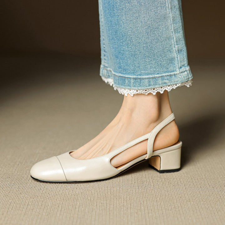 Slingback Pumps Women – Almond Toe Low Heel