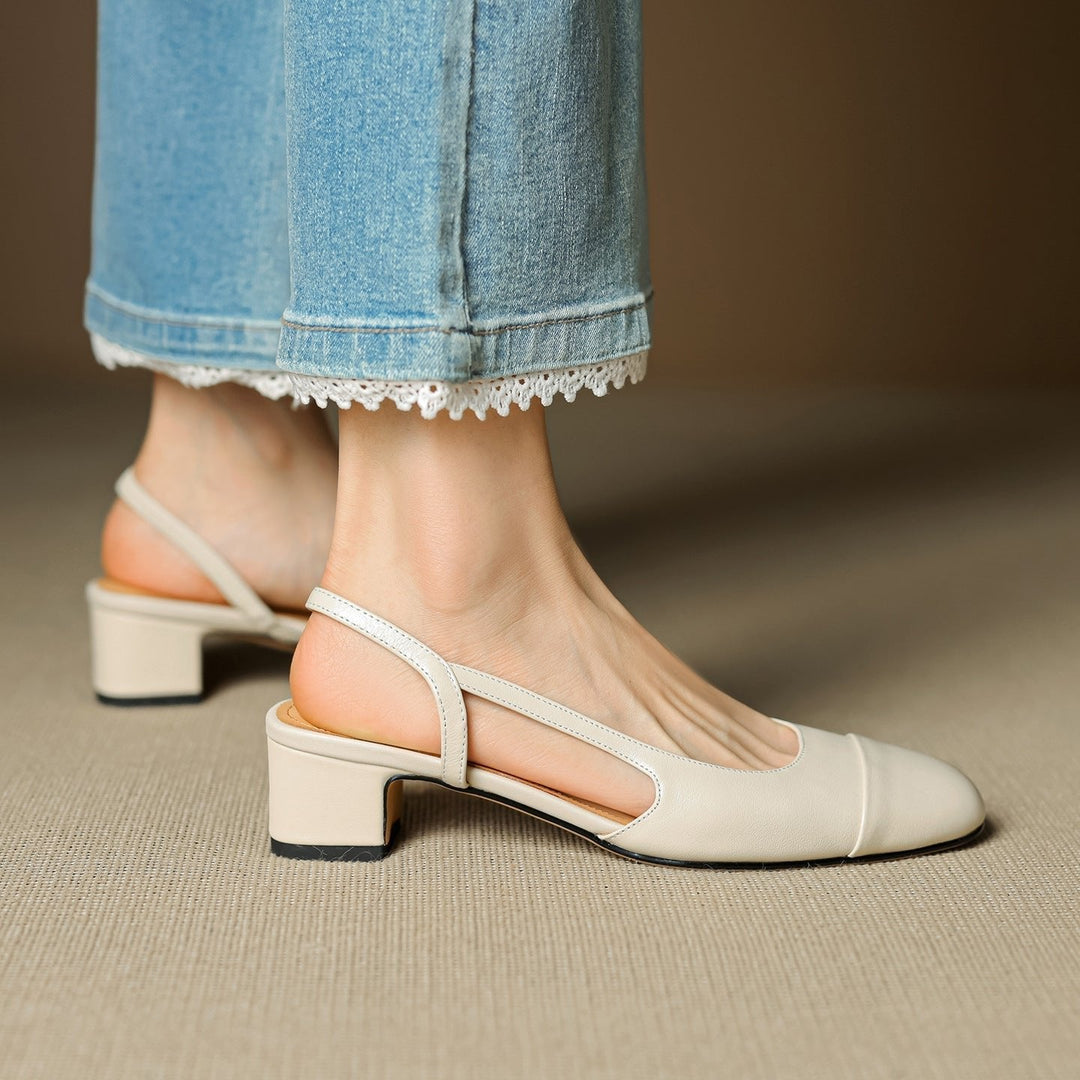 Slingback Pumps Women – Almond Toe Low Heel