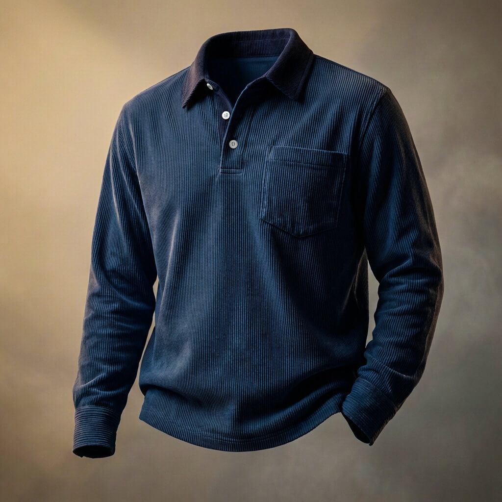 Men's Corduroy Polo Shirt – Peruvian Fine-Wale Three-Button
