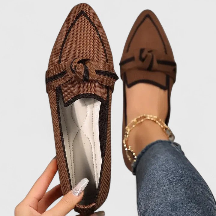 Women's Pointed Toe Loafers – Knot Detail Slip-On Flats