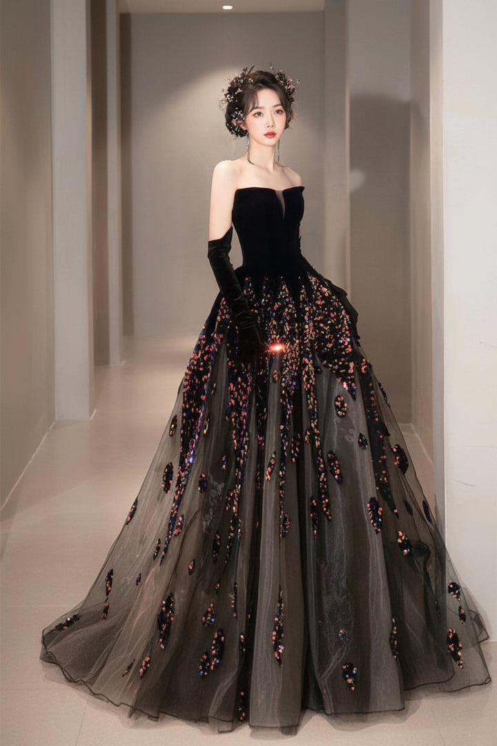 Women's Sequin Ball Gown – Strapless Sweetheart A-Line Dress