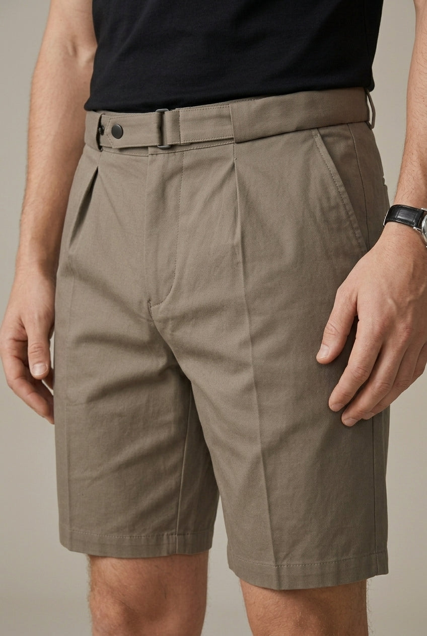 Men's Chino Shorts – Belted Pleat Front Smart Casual