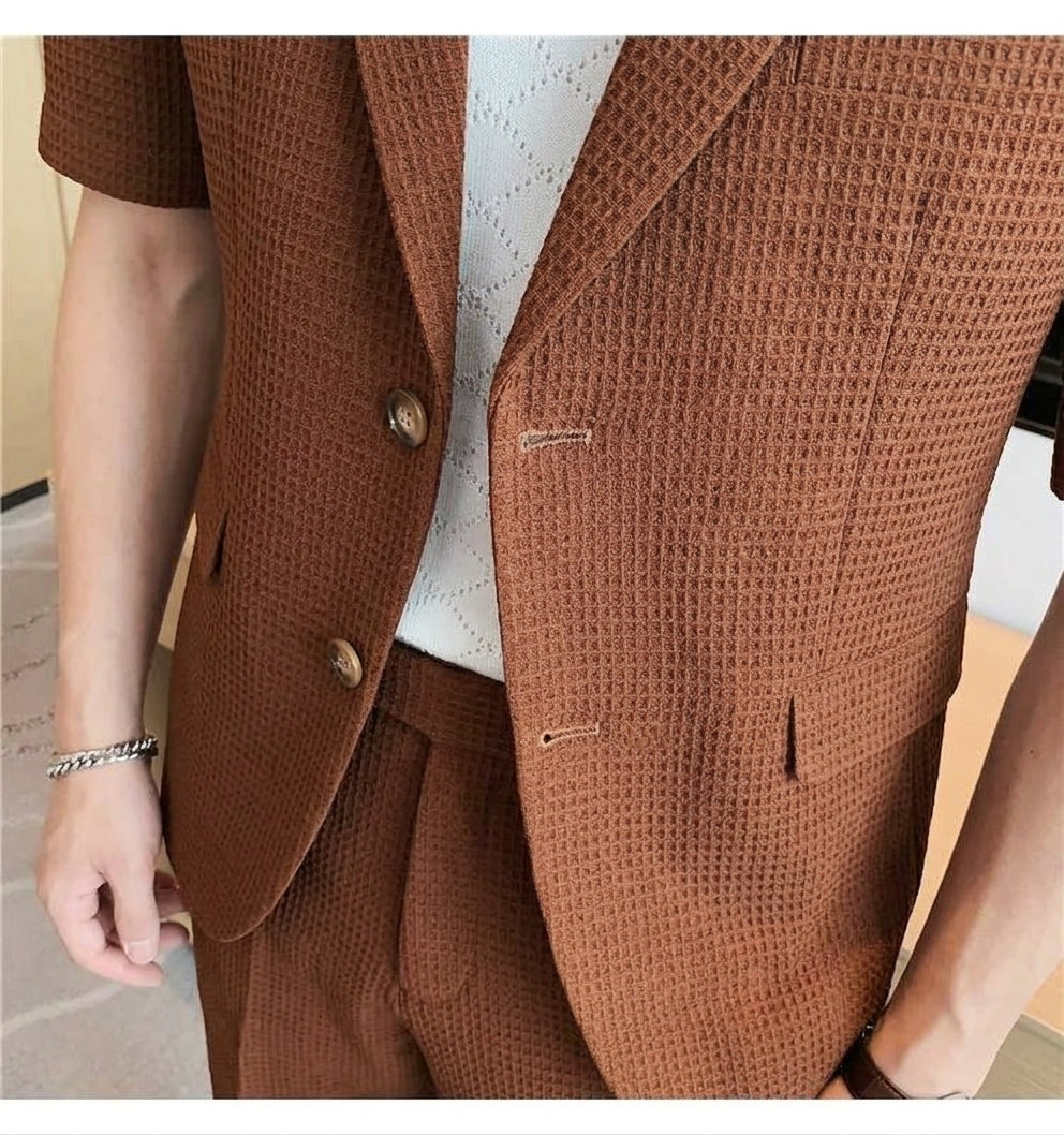 Men's Two Piece Set – Short Sleeve Blazer and Shorts