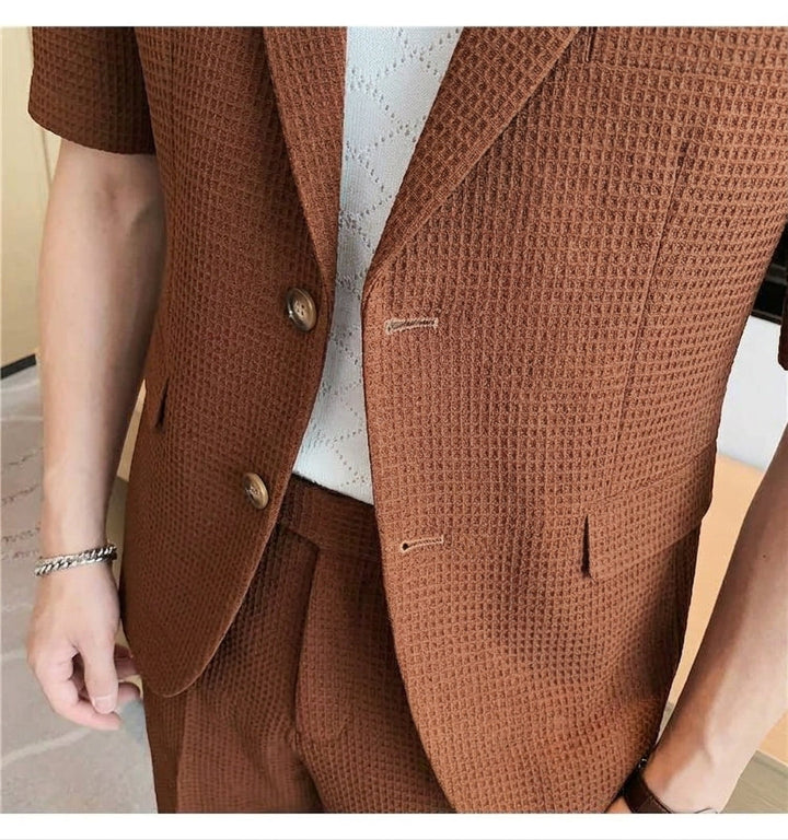 Men's Two Piece Set – Short Sleeve Blazer and Shorts