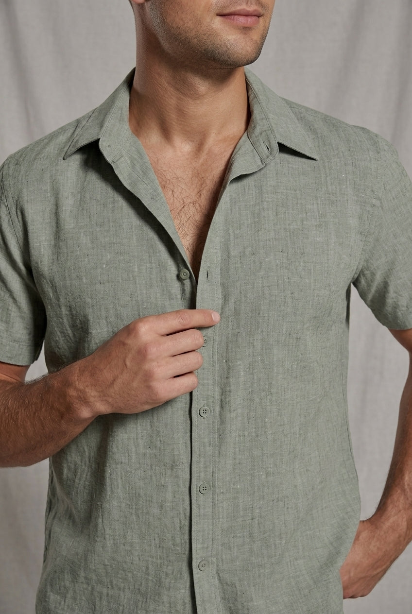 Men's Linen Short Sleeve Shirt and Shorts Set – Coordinated