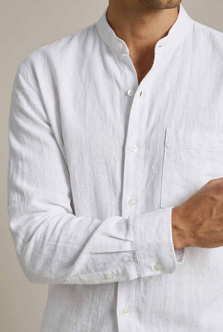 Men's Linen Shirt and Shorts Set – Band Collar Relaxed Fit