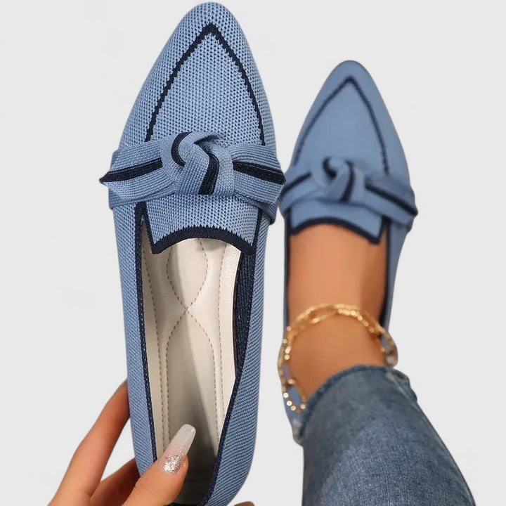 Women's Pointed Toe Loafers – Knot Detail Slip-On Flats