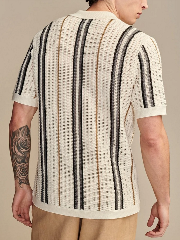 Men's Viscose Knit Button-Up Shirt Relaxed Fit – Lightweight Retro