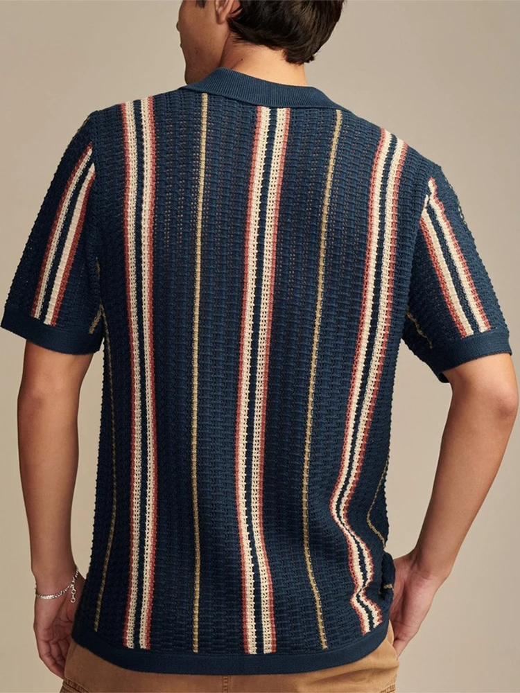 Men's Viscose Knit Button-Up Shirt Relaxed Fit – Lightweight Retro
